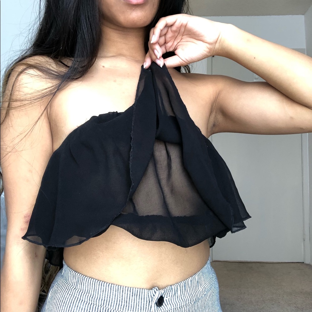 Sheer Ruffled Tube Top - Picture 2 of 2
